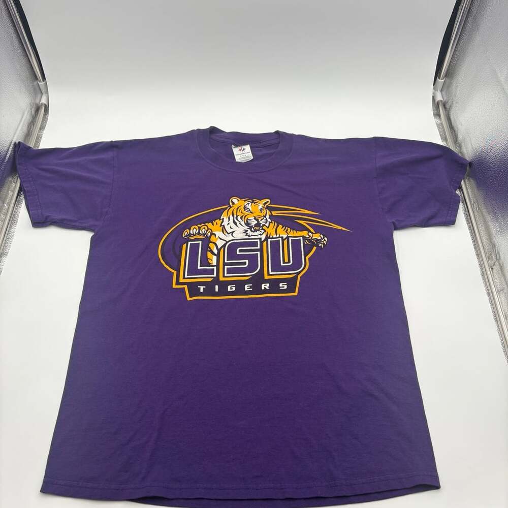 Jerzees LSU Tigers Purple Short Sleeve Heavyweight Blend T-Shirt Size Medium